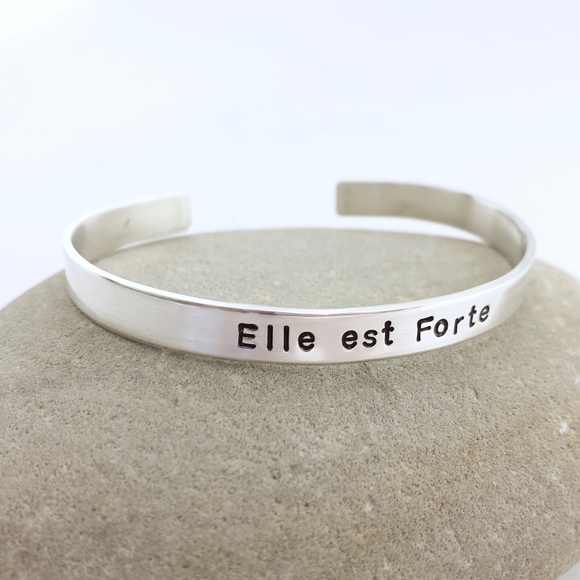 Elle Est Forte Cuff Bracelet Sterling Silver - Picture 7 of 8